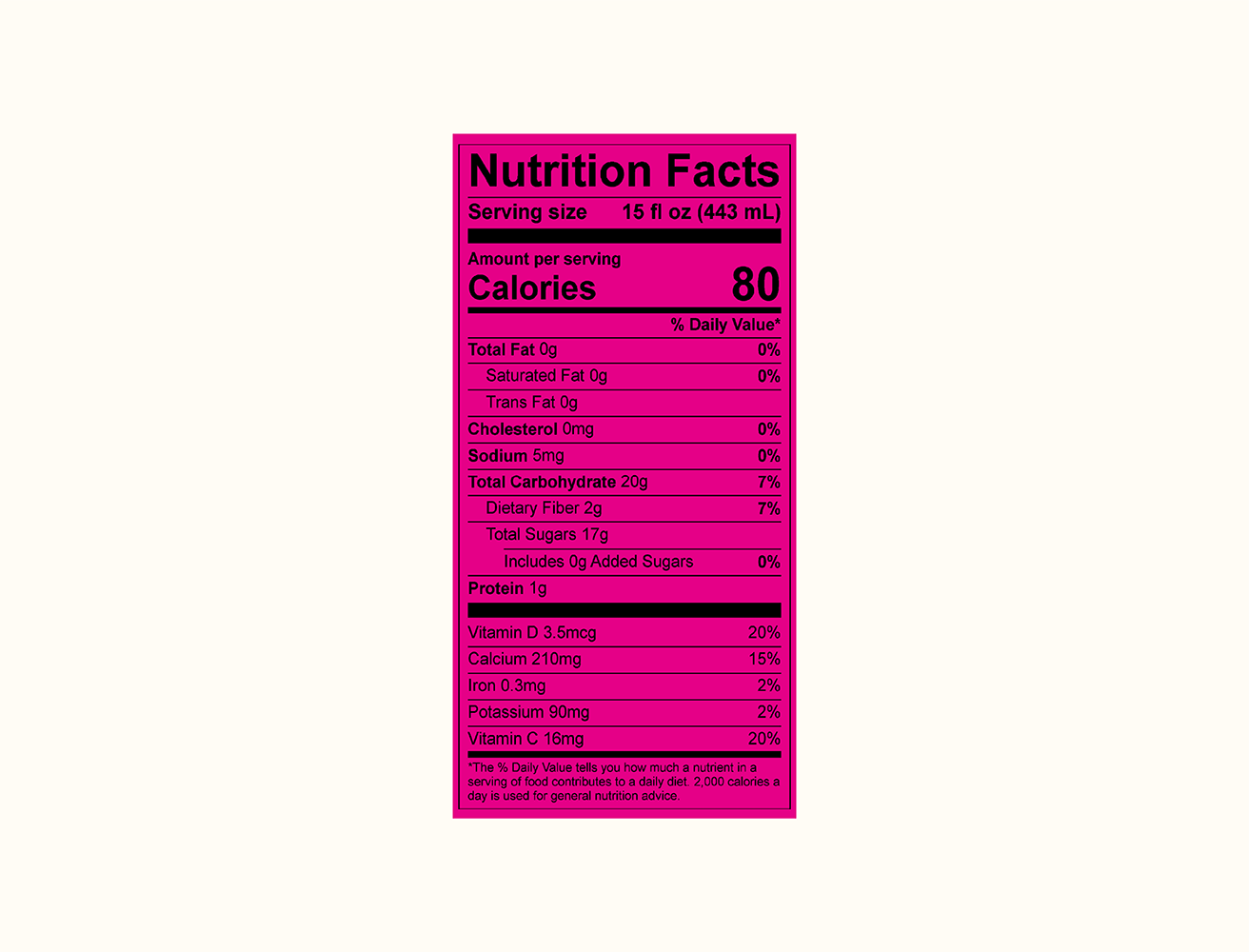 Boxin Berry Nutrition Label